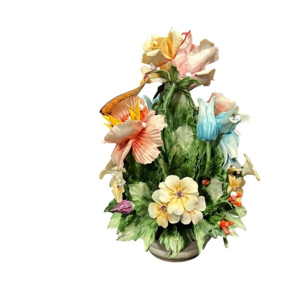 Mollica Capodimonte Porcelain Flower Bouquet IOB w/Hang Tag - Picture 3 of 12